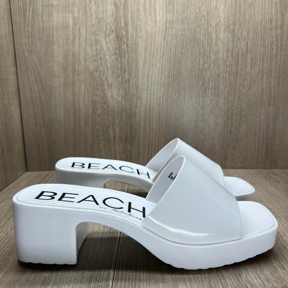 BEACH by Matisse Wade Platform Slide Jelly Sandals Sz 9 Slip On Block Heel White - Picture 1 of 10